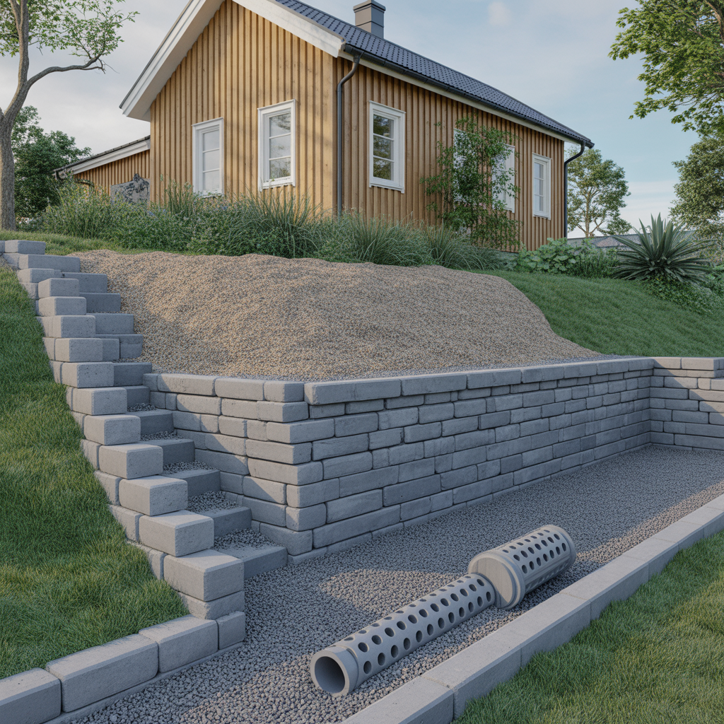 stodmur i tradgarden kostnad dimensionering och dranering