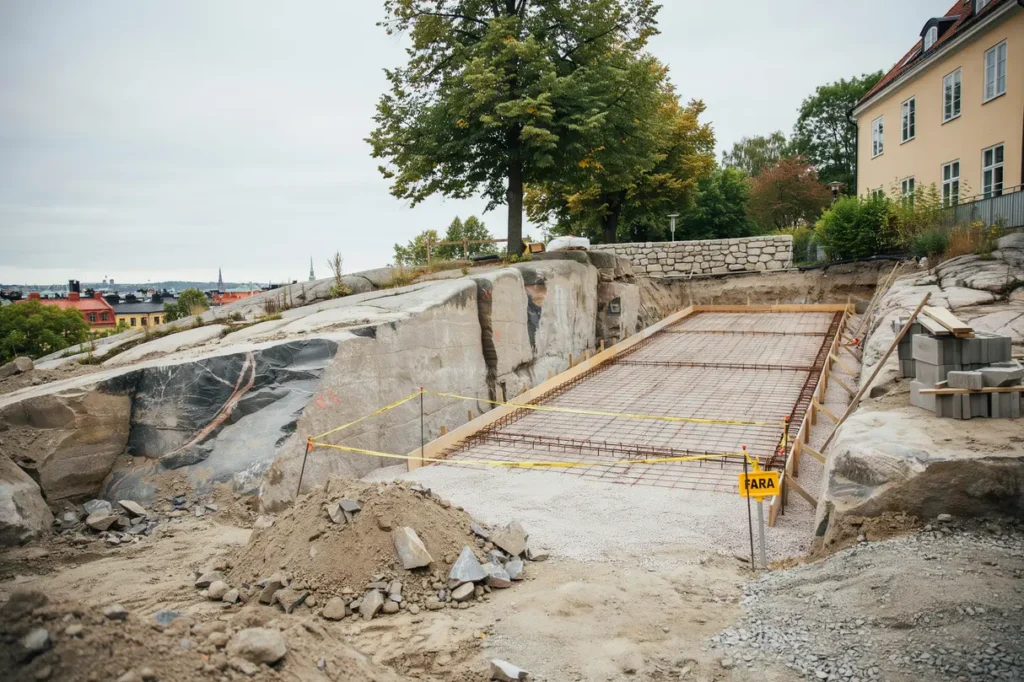 bergschakt och grundf rberedelse f r tillbyggnad p s dermalm